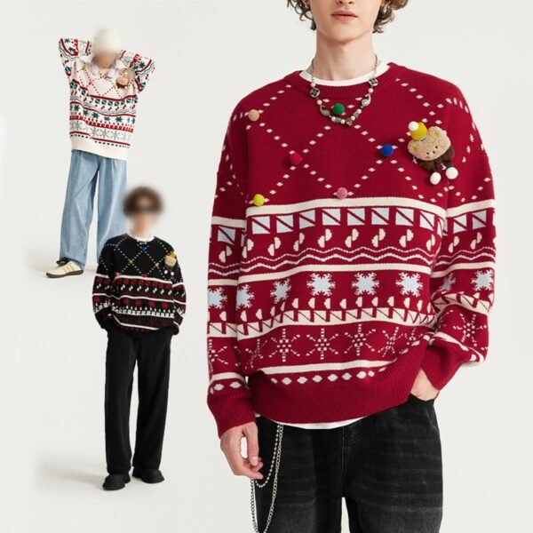 Custom Festive Intarsia Novelty Pullover Sweater 10123W23 - Style C97409 - product detail view 6 Custom Festive Intarsia Novelty Pullover Sweater 10123W23 - Style C97409 - product detail view 6