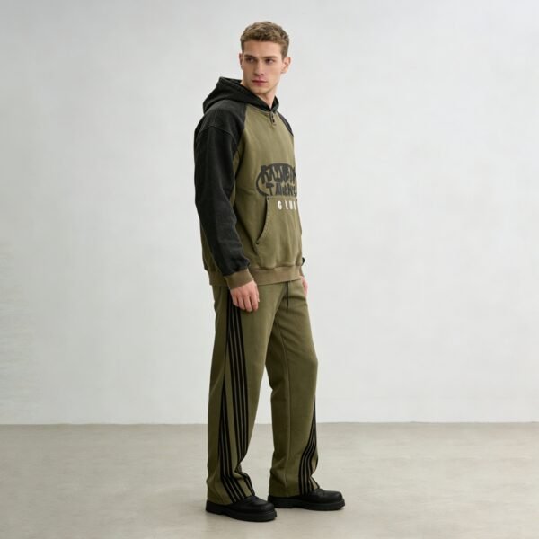 Custom Olive Washed Raglan Tracksuit - VW-3228 - Style 3228D5 - product detail view 3 Custom Olive Washed Raglan Tracksuit - VW-3228 - Style 3228D5 - product detail view 3