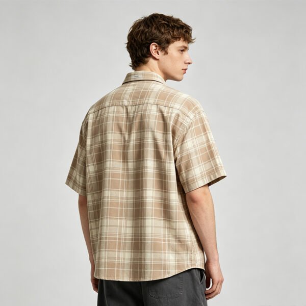 Custom Oversize Plaid Short-Sleeve Button-Up Shirt - Style 87C5C3 - product detail view 2