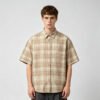 Custom Oversize Plaid Short-Sleeve Button-Up Shirt - Style 87C5C3 - product detail view 3