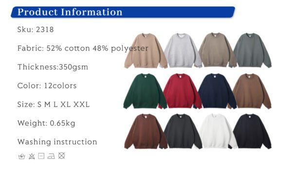 Custom Oversized 350 GSM Fleece Sweatshirt | - Style DD34A4 - product detail view 5 Custom Oversized 350 GSM Fleece Sweatshirt | - Style DD34A4 - product detail view 5