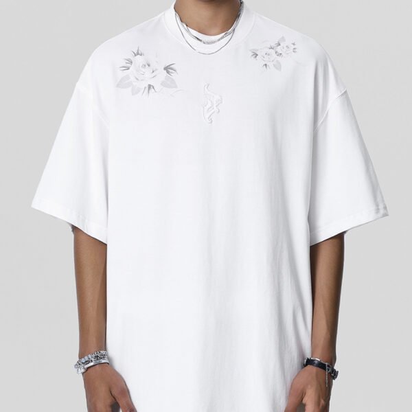 Custom Oversized Rose Graphic Beaded T-Shirt - Style 7B88B5 - product detail view 2 Custom Oversized Rose Graphic Beaded T-Shirt - Style 7B88B5 - product detail view 2