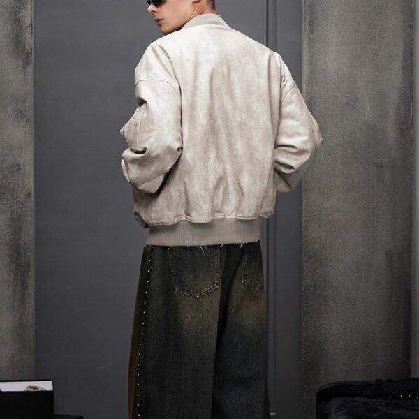 Custom Vintage-Washed Oversized Bomber Jacket - Style 49E561 - product detail view 9