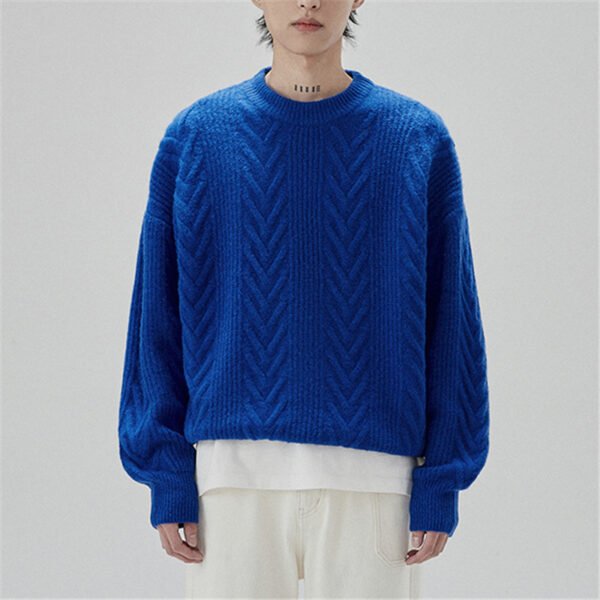 Custom Oversized Cable Crewneck Sweater - Style 10B867 - product detail view 2 Custom Oversized Cable Crewneck Sweater - Style 10B867 - product detail view 2