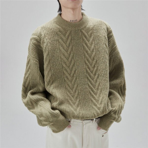 Custom Oversized Cable Crewneck Sweater - Style 10B867 - product detail view 4 Custom Oversized Cable Crewneck Sweater - Style 10B867 - product detail view 4