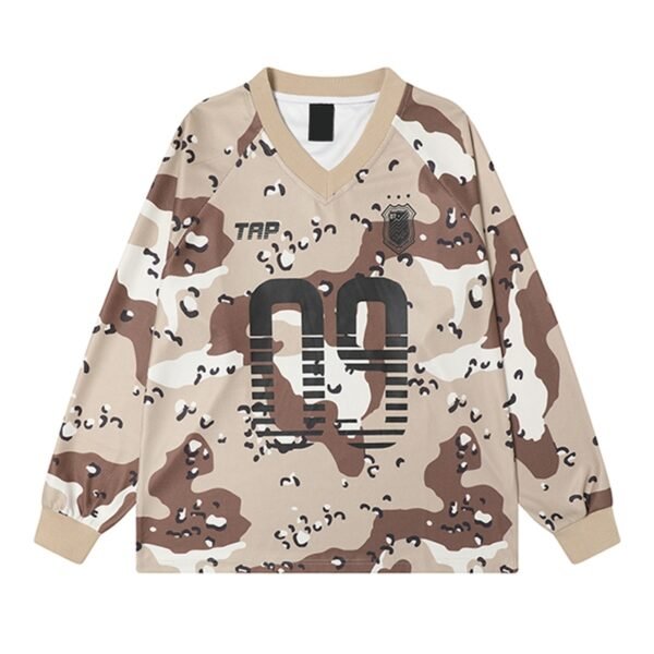 Custom Oversized Camo V-Neck Long Sleeve Tee - Style 20CA34 Custom Oversized Camo V-Neck Long Sleeve Tee - Style 20CA34