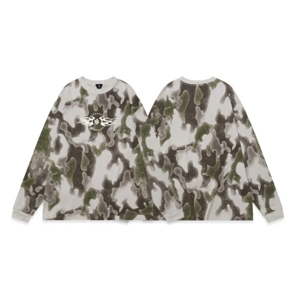Custom Oversized Camo V-Neck Long Sleeve Tee - Style 20CA34 - product detail view 4 Custom Oversized Camo V-Neck Long Sleeve Tee - Style 20CA34 - product detail view 4