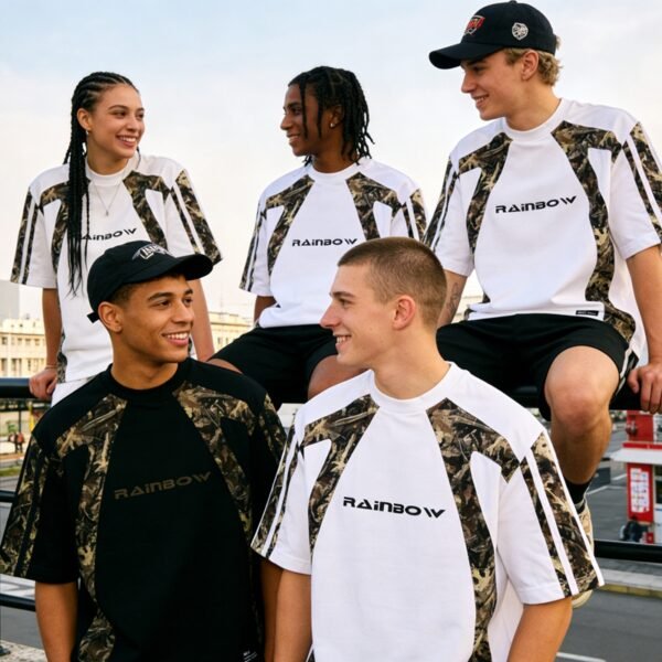 Custom Oversized Camo Panel Streetwear Tee - Style 0E91E7 Custom Oversized Camo Panel Streetwear Tee - Style 0E91E7