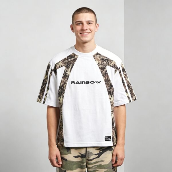 Custom Oversized Camo Panel Streetwear Tee - Style 0E91E7 - product detail view 10 Custom Oversized Camo Panel Streetwear Tee - Style 0E91E7 - product detail view 10