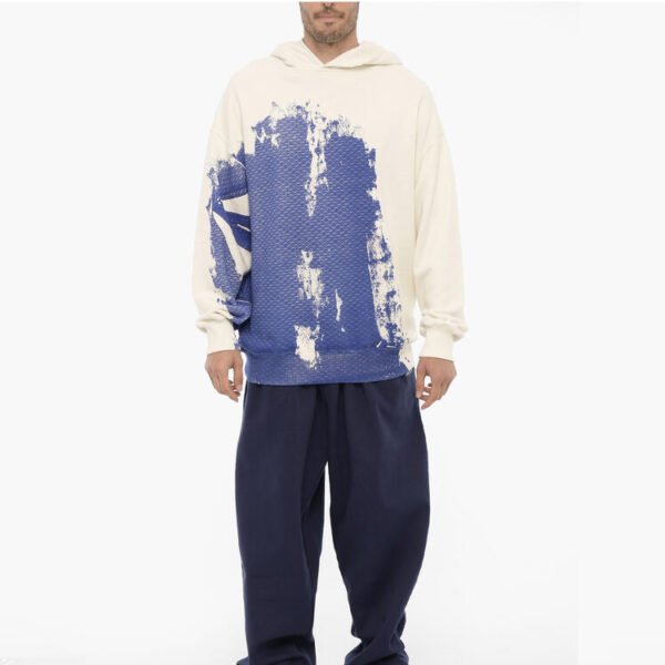 Custom Oversized Contrast-Panel Printed Pullover Hoodie - Style 07BFAA - product detail view 4