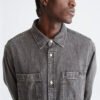 Custom Washed Oversized Denim Overshirt | VW-325A92 - Style 325A92 - product detail view 3