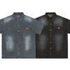 Custom Oversized Short Sleeve Denim Shirt - Style 121F1C - product detail view 6