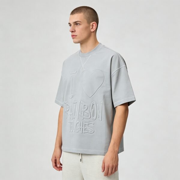 Custom Oversized Embossed Graphic T-Shirt - Style F0039E - product detail view 4 Custom Oversized Embossed Graphic T-Shirt - Style F0039E - product detail view 4
