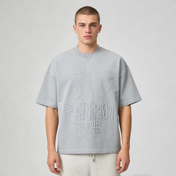 Custom Oversized Embossed Graphic T-Shirt - Style F0039E - product detail view 5 Custom Oversized Embossed Graphic T-Shirt - Style F0039E - product detail view 5