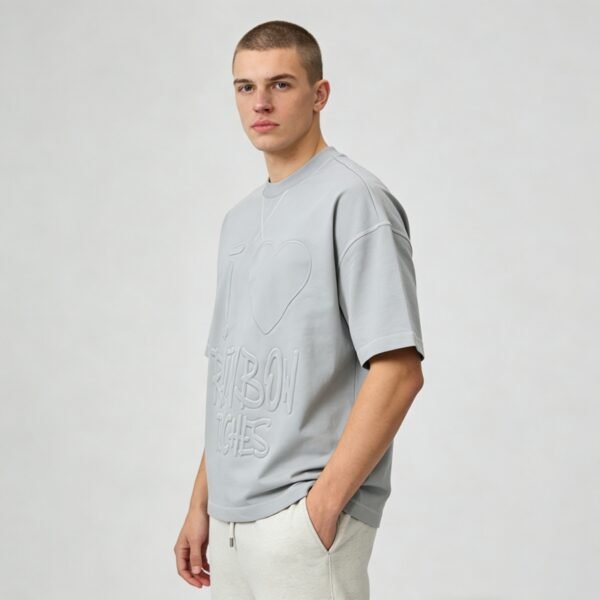 Custom Oversized Embossed Graphic T-Shirt - Style F0039E - product detail view 10 Custom Oversized Embossed Graphic T-Shirt - Style F0039E - product detail view 10