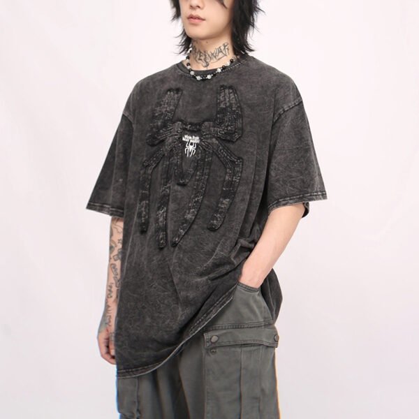 Custom Acid-Wash Oversized Embroidered T-Shirt - Style 3E6660 - product detail view 2
