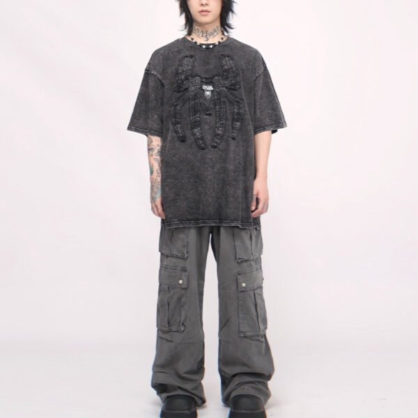 Custom Acid-Wash Oversized Embroidered T-Shirt - Style 3E6660 - product detail view 3