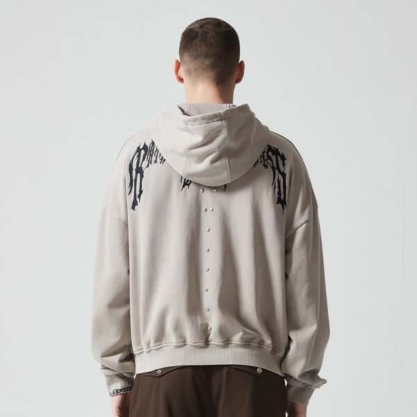 Custom Oversized Gothic Print Full-Zip Hoodie - Style 56C18E - product detail view 2 Custom Oversized Gothic Print Full-Zip Hoodie - Style 56C18E - product detail view 2