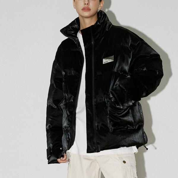 Custom Oversized Glossy Puffer Jacket - Style 8CA091 - product detail view 2 Custom Oversized Glossy Puffer Jacket - Style 8CA091 - product detail view 2
