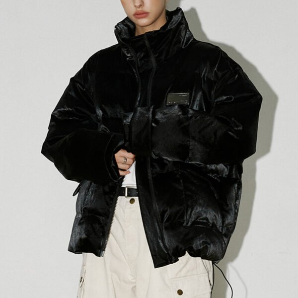 Custom Oversized Glossy Puffer Jacket - Style 8CA091 - product detail view 8 Custom Oversized Glossy Puffer Jacket - Style 8CA091 - product detail view 8