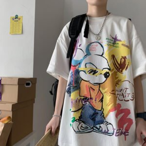 Custom Oversized Graffiti Digital Print T-Shirt - Style 7AC29E
