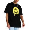 Custom Oversized Graphic Crewneck T-Shirt - Style 3811FB Black oversized crewneck t-shirt with a yellow dripping smiley face graphic.