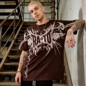 Custom Brown Oversized Graphic T-Shirt - Style 07B8B8