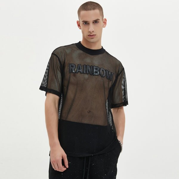 Custom Oversized Mesh Applique Letter T-Shirt - VW-C0EB - Style C0EB7F - product detail view 3 Custom Oversized Mesh Applique Letter T-Shirt - VW-C0EB - Style C0EB7F - product detail view 3