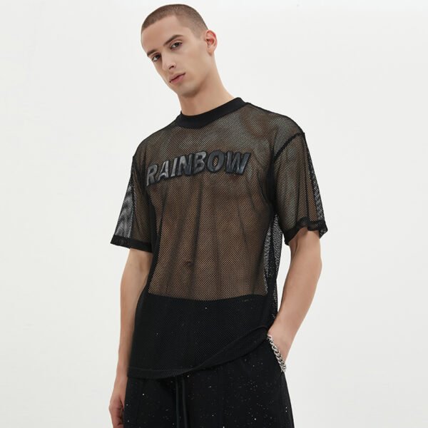 Custom Oversized Mesh Applique Letter T-Shirt - VW-C0EB - Style C0EB7F - product detail view 4 Custom Oversized Mesh Applique Letter T-Shirt - VW-C0EB - Style C0EB7F - product detail view 4