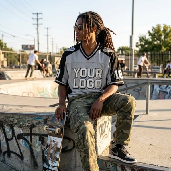 Custom Oversized Mesh Panel Jersey T-Shirt - Style EA9F4E - product detail view 4 Custom Oversized Mesh Panel Jersey T-Shirt - Style EA9F4E - product detail view 4