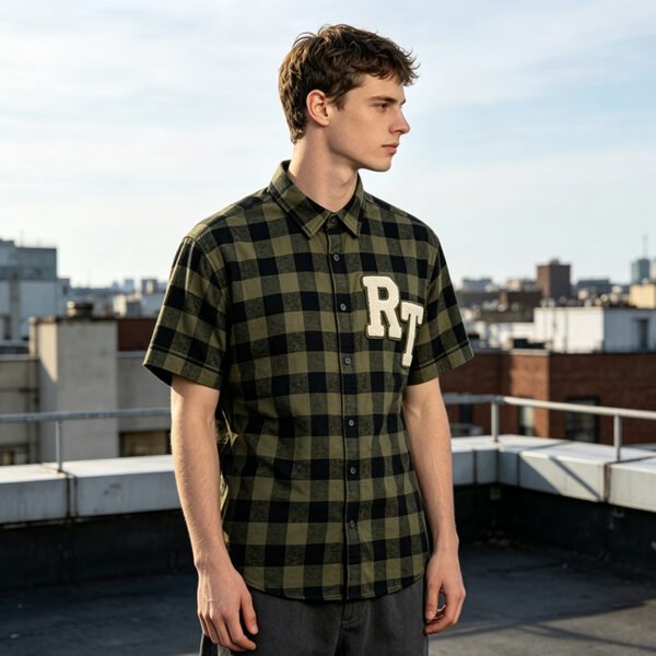 Custom Oversized Plaid Applique Shirt | - Style C1D850 - product detail view 6