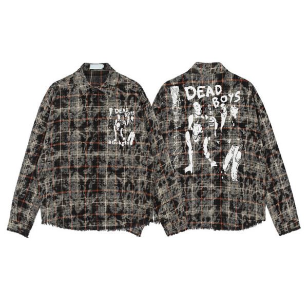 Custom Oversized Plaid Graphic Patch Shirt - Style A0FC14 - product detail view 5