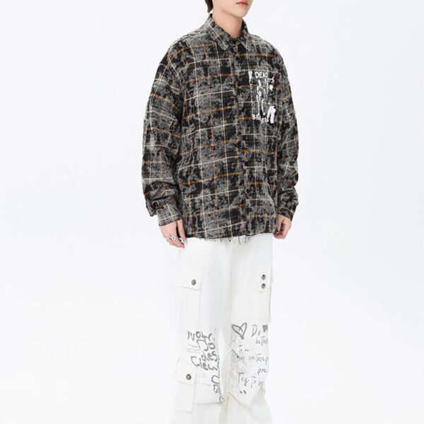 Custom Oversized Plaid Graphic Patch Shirt - Style A0FC14 - product detail view 8