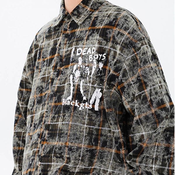 Custom Oversized Plaid Graphic Patch Shirt - Style A0FC14 - product detail view 9