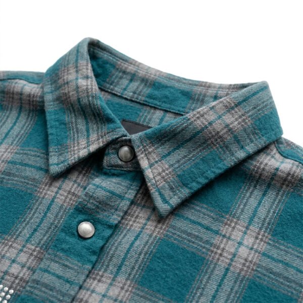 Custom Oversized Teal Plaid Short Sleeve Shirt VW-EE7C - Style EE7CEA - product detail view 5