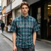 Custom Oversized Teal Plaid Short Sleeve Shirt VW-EE7C - Style EE7CEA - product detail view 8