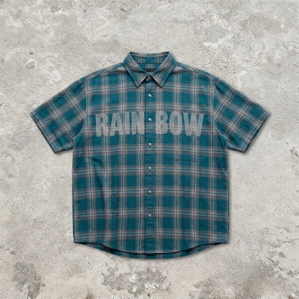 Custom Oversized Teal Plaid Short Sleeve Shirt VW-EE7C - Style EE7CEA - product detail view 9