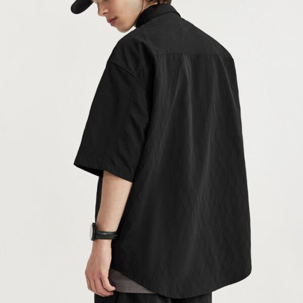 Custom Oversized Polyamide Textured Short-Sleeve Shirt CUS24039121S24 - Style B91668 - product detail view 3 Custom Oversized Polyamide Textured Short-Sleeve Shirt CUS24039121S24 - Style B91668 - product detail view 3