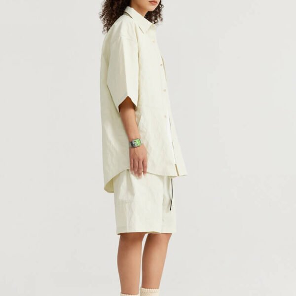 Custom Oversized Polyamide Textured Short-Sleeve Shirt CUS24039121S24 - Style B91668 - product detail view 8 Custom Oversized Polyamide Textured Short-Sleeve Shirt CUS24039121S24 - Style B91668 - product detail view 8