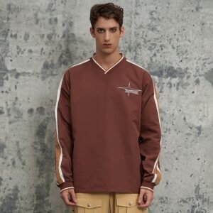 Custom Oversized Side-Stripe Long-Sleeve Shirt | - Style DFEDD8