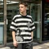 Custom Graded Stripe Graphic Washed Oversized T-Shirt - Style 32DCCA - product detail view 4