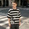 Custom Graded Stripe Graphic Washed Oversized T-Shirt - Style 32DCCA - product detail view 7