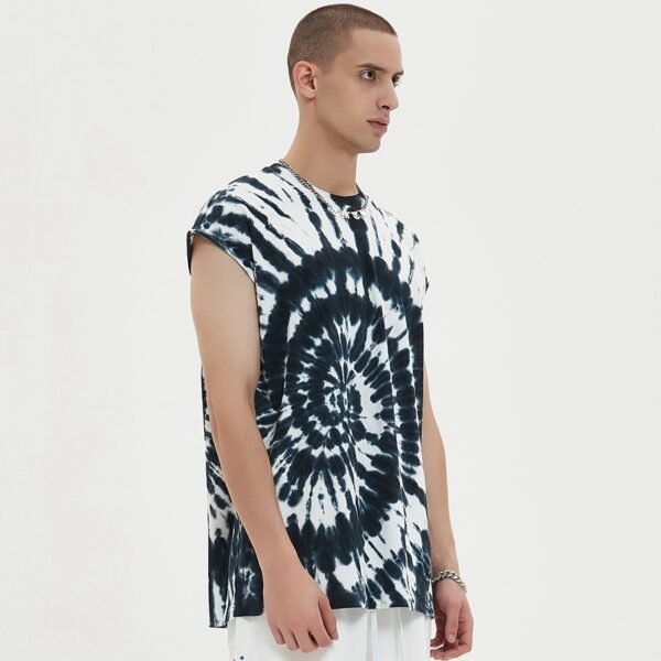 Custom Oversized Tie-Dye Swirl Sleeveless Tank Top - Style DBF222 - product detail view 3 Custom Oversized Tie-Dye Swirl Sleeveless Tank Top - Style DBF222 - product detail view 3