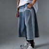 Custom Oversized Washed Denim Long Shorts - Style 12D0C3 - product detail view 3 Custom Oversized Washed Denim Long Shorts - Style 12D0C3 - product detail view 3