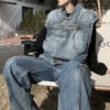 Custom Oversized Washed Denim Utility Jeans - Style C906B6 - product detail view 3 Custom Oversized Washed Denim Utility Jeans - Style C906B6 - product detail view 3