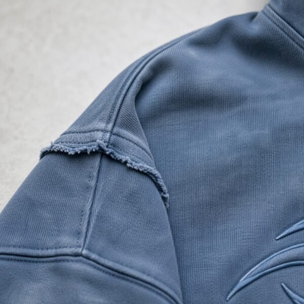 Custom Washed Padded Embroidered Raw-Edge Hoodie - Style 764517 - product detail view 4 Custom Washed Padded Embroidered Raw-Edge Hoodie - Style 764517 - product detail view 4