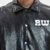 Custom Padded Faux Leather Snap-Front Streetwear Jacket - Style 82F1E7 - product detail view 5 Custom Padded Faux Leather Snap-Front Streetwear Jacket - Style 82F1E7 - product detail view 5