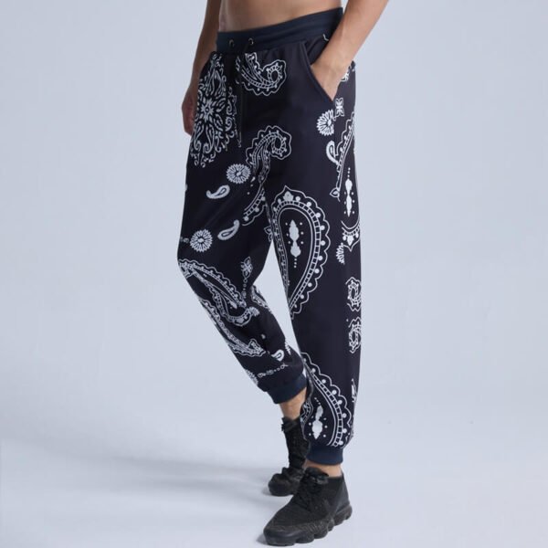 Custom Paisley Print Tapered Jogger Sweatpants - Style E8943B - product detail view 6 Custom Paisley Print Tapered Jogger Sweatpants - Style E8943B - product detail view 6