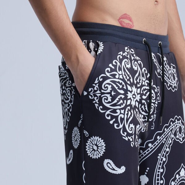 Custom Paisley Print Tapered Jogger Sweatpants - Style E8943B - product detail view 9 Custom Paisley Print Tapered Jogger Sweatpants - Style E8943B - product detail view 9