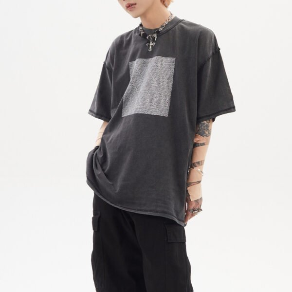 Custom Oversized Panel-Front Short-Sleeve Sweatshirt - Style 8FB51F - product detail view 3